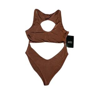 Naked Wardrobe Swim One Piece Swimsuit Chocolate Brown Size XL NWT